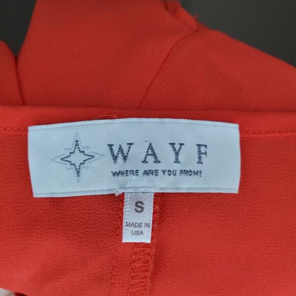 WAYF Red Sheer Blouse Small - Picture 5 of 6